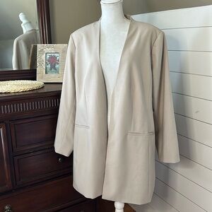 Calvin Klein Light Beige Open Front Blazer